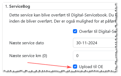 Afslutning af arbejdskort i TRISYS med afkrydsningsfeltet Upload til OE